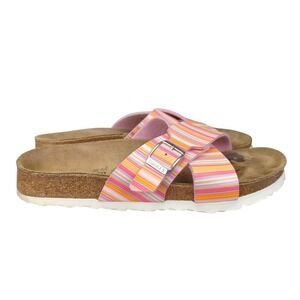 Birkis Birkenstock Santos X Strap Striped Cross Adjustable Buckle Sandals‎ 39 8
